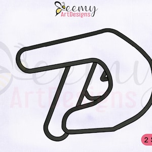 Disegno per ricamo a macchina con alfabeto P del linguaggio dei segni / Telaio 4x4 e 5x7 EMB / Disegno per ricamo con segno P dell&#39;alfabeto / Disegno per ricamo con segno P