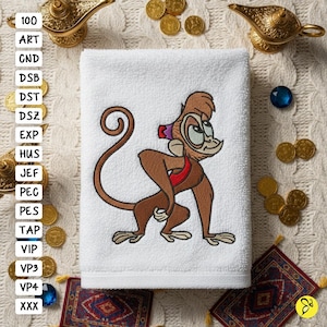 Aladdin Abu Monkey Embroidery Design, 4x4 and 5x7 Hoop, Monkey Embroidery Designs, Aladdin Embroidery Designs, Abu Monkey Machine Embroidery