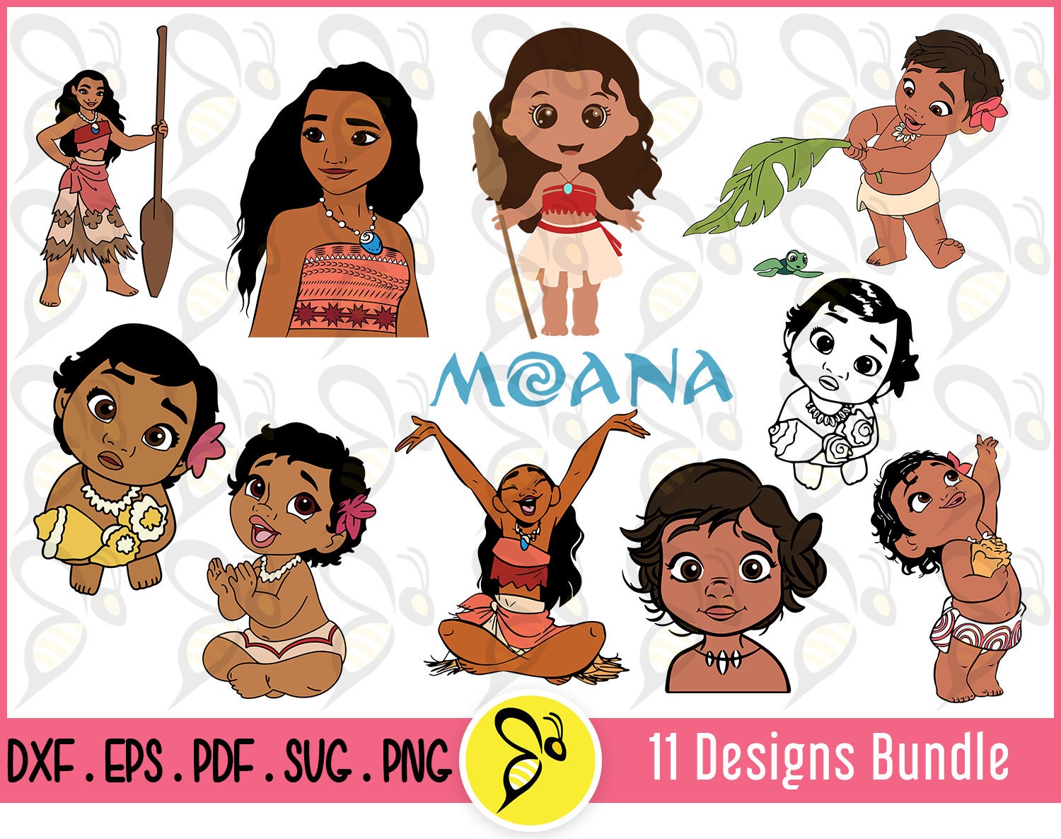 Moana Svg Vector Design File Bundle Baby Moana Vector Design Etsy