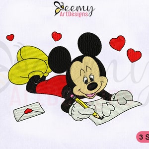Micky Maus Liebesbrief Stickdatei, 4x4 Hoop A, 4x4 Hoop B, 4x4 Hoop C, Stickdatei, Valentinstag, Maschinenstickerei