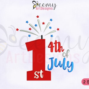 My 1st 4th of July Embroidery Design, 4x4 and 5x7 Hoop EMB, First Fourth of July Embroidery Design, 4th of July Birthday Embroidery Designs