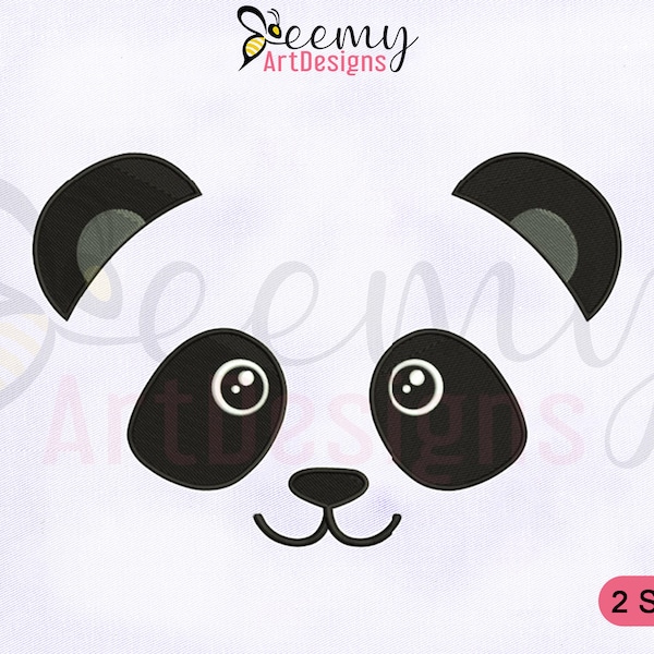 Motif de broderie visage de panda aux yeux ronds | Motifs de broderie cerceau 4 x 4 et 5 x 7 ans | Motif de broderie visage de panda | Motif de broderie panda mignon