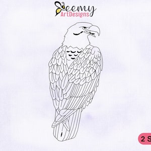 Peregrine Falcon Outline Embroidery Design, 4x4 and 5x7 Hoop, Falcon Embroidery Design, Bird Embroidery Designs, Peregrine Falcon EMB Design