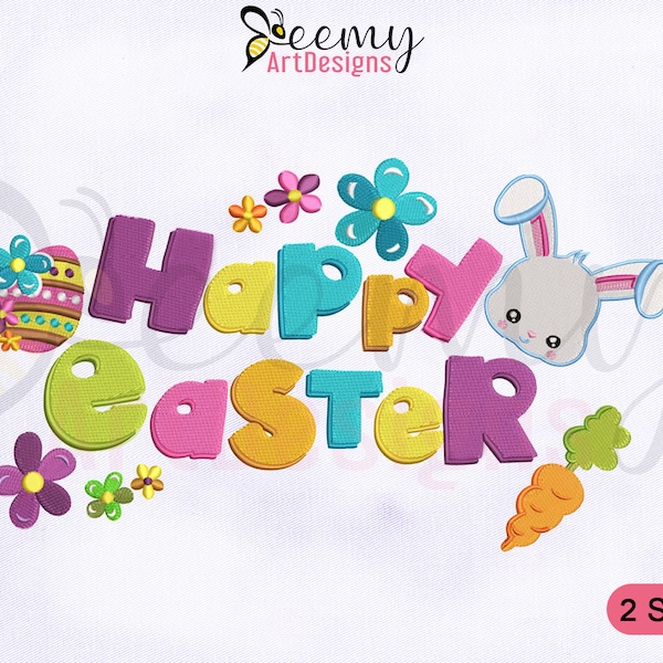 Beautiful Happy Easter Letter Machine Embroidery Design | 4x4 & 5x7 Hoop EMB | Decorative Happy Easter Embroidery Design | Easter Embroidery