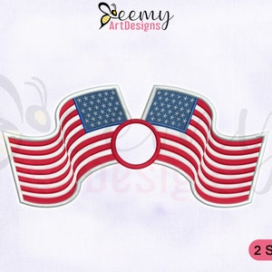 Cross USA Flag Monogram Embroidery Design, 4x4 & 5x7 Hoop, 4th of July Embroidery Designs, American Flag Monogram Machine Embroidery Design