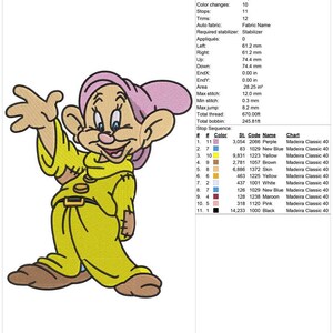 Hello Dopey Machine Embroidery Design | 4x4 and 5x7 Hoop EMB | Dopey Embroidery Design | Snow White and the Seven Dwarfs Embroidery Design image 4