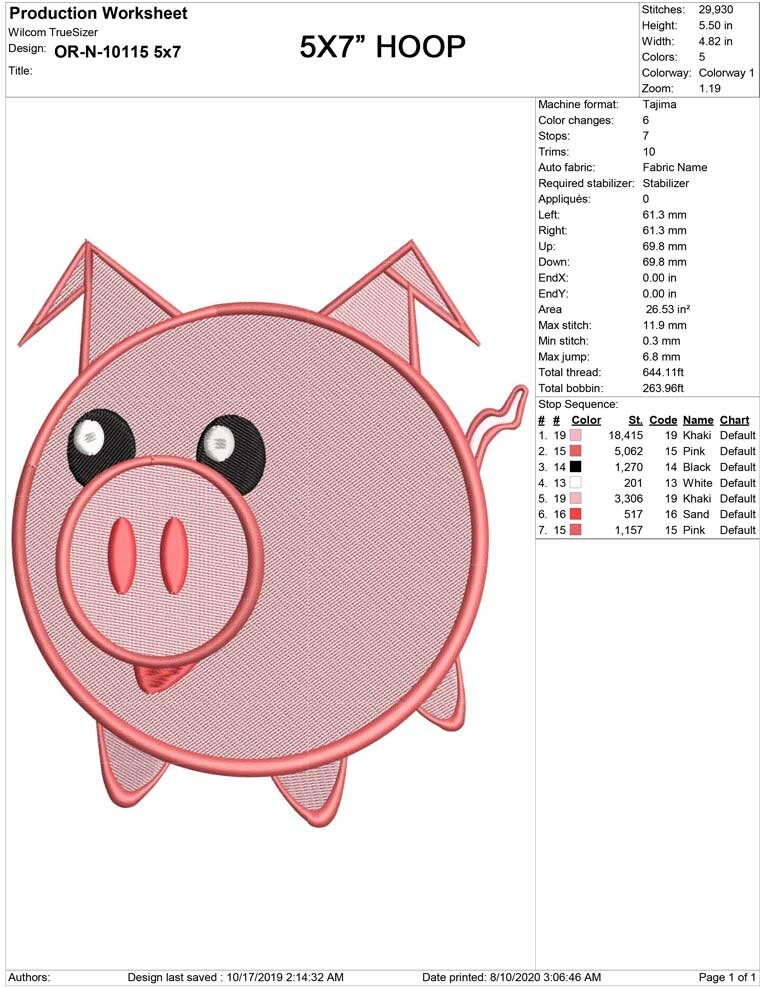 Cute Pink Pig Machine Embroidery Design 4x4 & 5x7 Hoop Pig Etsy