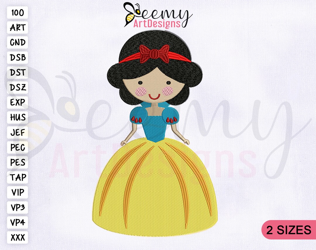 Baby Princess Snow White Machine Embroidery Design 4x4 and 5x7 Hoop EMB