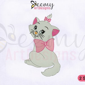 Motif de broderie Machine chat Kitty Marie, cerceau 4 x 4 et 5 x 7, motifs de broderie chat, motifs de broderie Kitty, motif de broderie Machine chat