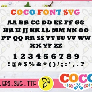 Colorful Coco Font SVG Collection, Coco Font Png, Eps Coco Vector Alphabets, Coco Clipart Fonts, Colorful Coco Font TTF File, Svg Cut File