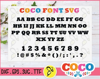 Colorful Coco Font SVG Collection, Coco Font Png, Eps Coco Vector Alphabets, Coco Clipart Fonts, Colorful Coco Font TTF File, Svg Cut File