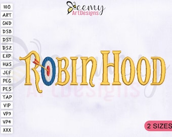 Robin Hood Logo Embroidery Design | 4x4, 5x7 Hoop (Instant Download)