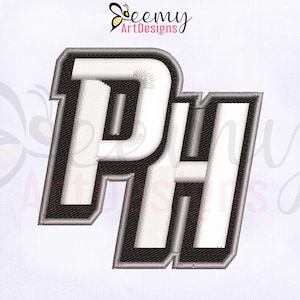 PH 3D Puff Logo Embroidery Design, 2.25 Inch Tall, Puff Embroidery Designs, 3D Puff Embroidery Designs, 3D Puff Machine Embroidery Design