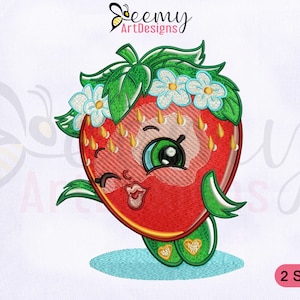 Shopkins Strawberry Kiss Machine Embroidery Design, 4x4 & 5x7 Hoop, Strawberry Kiss Embroidery Design, Strawberry Machine Embroidery Design