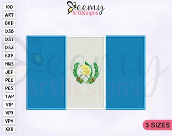 Guatemala Flag Machine Embroidery Design | 2.5x2.5 Baseball Cap Embroidery | 4x4 Hoop EMB | 5x7 Hoop EMB | Guatemala Flag Embroidery Designs