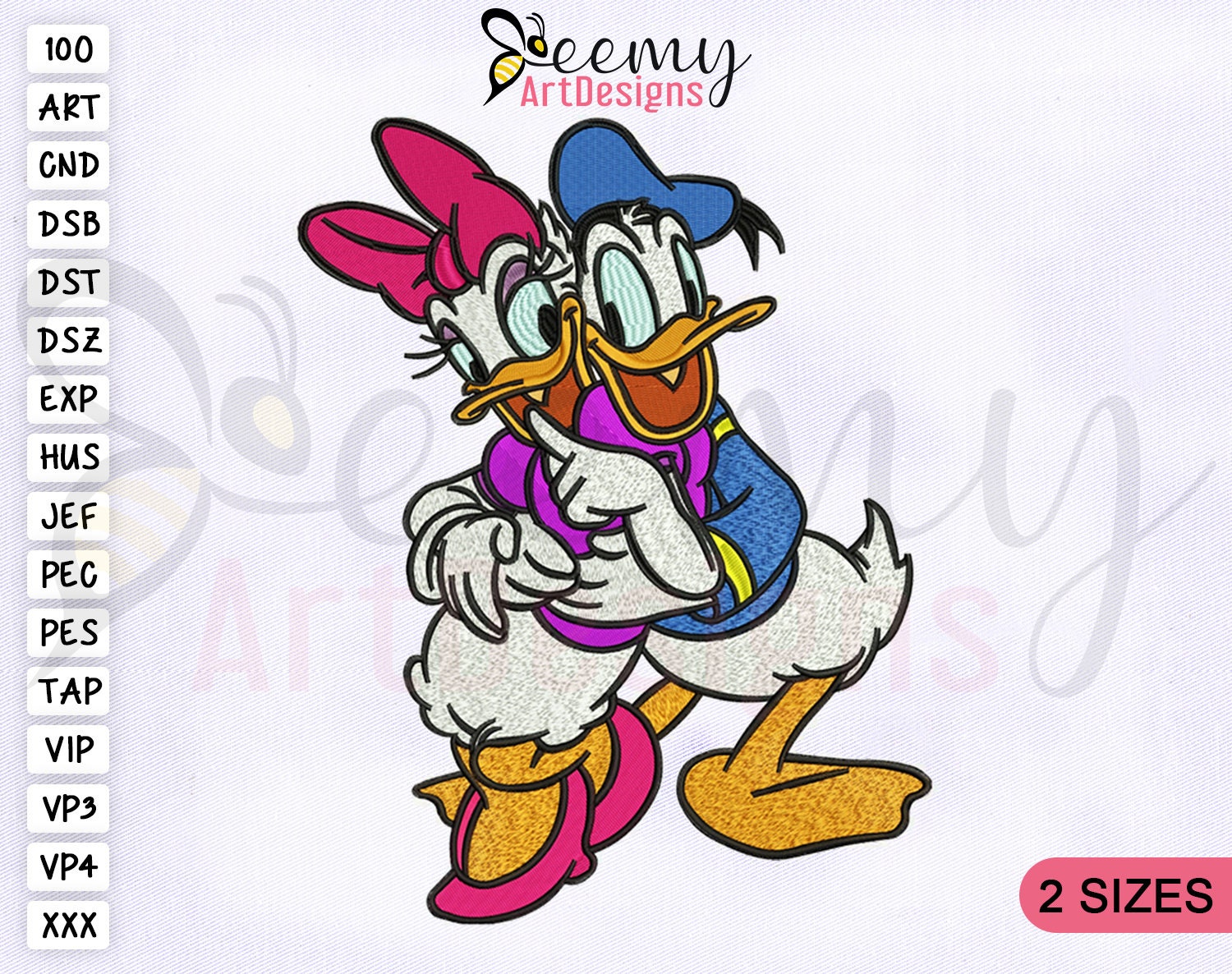 Daisy Duck Cartoon Sex - Loving Donald and Daisy Duck Embroidery Design 4x4 and 5x7 - Etsy