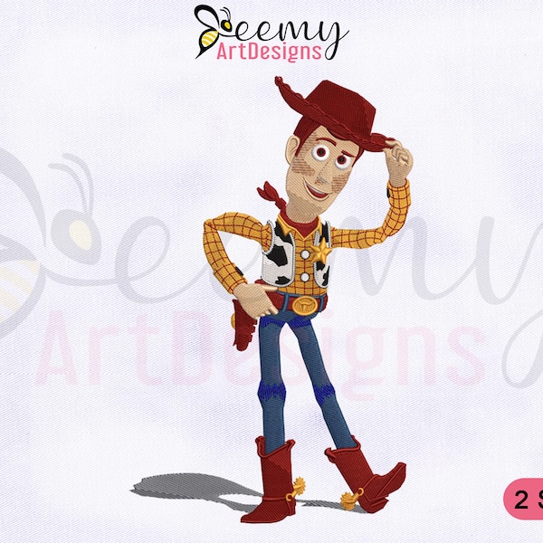 Diseño de bordado de Sheriff Woody Toy Story, diseño de bordado de Toy Story, diseños de bordado de Sheriff Woody, diseños de bordado de máquina de 2 tamaños