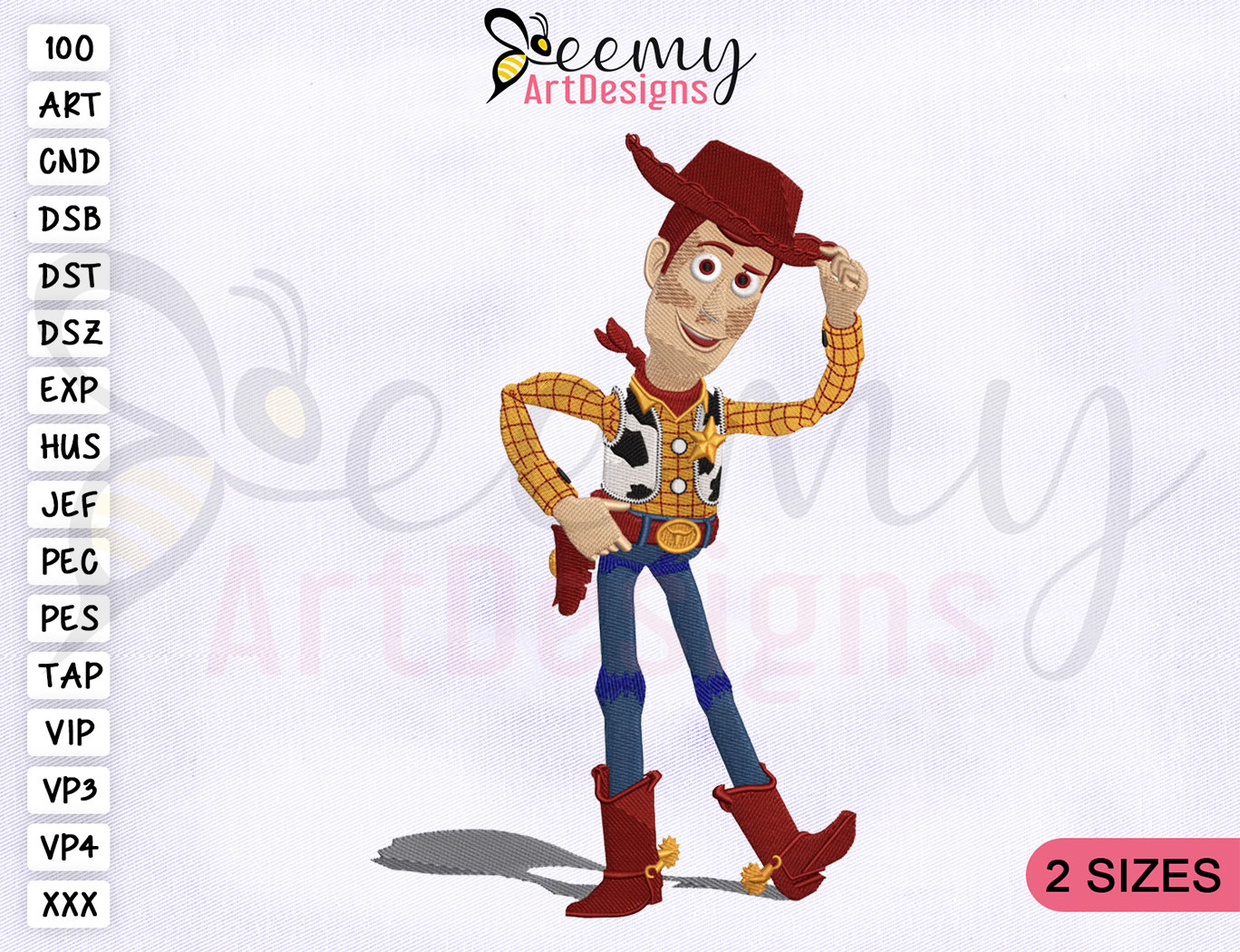 Sheriff Woody Toy Story Embroidery Design, Toy Story Embroidery Design, Sheriff Woody Embroidery Designs, 2 Sizes Machine Embroidery Designs