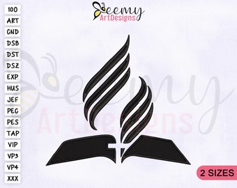 Diseño de bordado de la Iglesia Adventista del Séptimo Día / 4x4 & 5x7 Hoop EMB / Diseño de bordado del símbolo del séptimo día / Diseños de bordado religioso