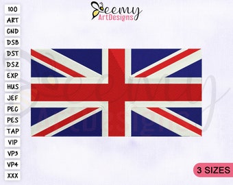 UK Flag Machine Embroidery Design, United Kingdom Flag (Digital Download)