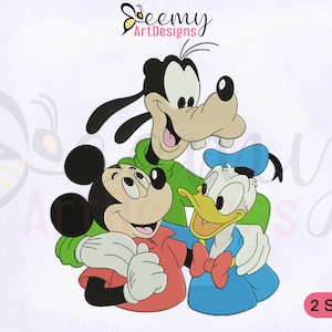Goofy Mickey And Donald Embroidery Design, 4x4 and 5x7 Hoop, Friends Embroidery Design, Mickey Emb, Goofy Emb, Donald Duck Embroidery Design
