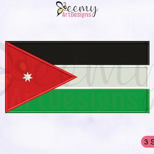 Jordan Flag Machine Embroidery Design | 2.5x2.5 Baseball Hat Design | 4x4 Hoop | 5x7 Hoop | Jordan Flag Embroidery Design | Flags Embroidery