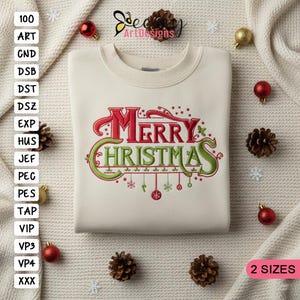 Merry Christmas Machine Embroidery Design, 4x4 and 5x7 Hoop EMB, Christmas Ornamental Embroidery Designs, Merry Christmas Embroidery Designs