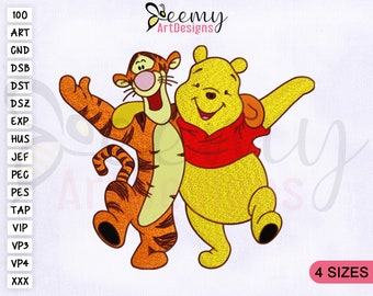 Winnie the Pooh & Tigger Embroidery Design, 4 Sizes Embroidery Designs, Winnie the Pooh Embroidery Design, Pooh Face Mask Embroidery Designs