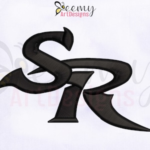SR 3D Puff Logo Embroidery Design, 2.25 Inch Tall, Puff Embroidery Designs, SR Puff Embroidery Design, SR 3D Puff Logo Embroidery Designs