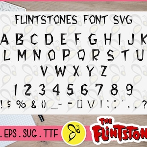 Flintstones Font SVG Cut Files Bundle, The Flintstones Font Png, Eps File, Flintstones Alphabets, Clipart Fonts, Flintstones TTF File