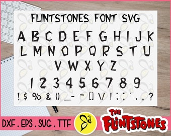 Flintstones Font SVG Cut Files Bundle, The Flintstones Font Png, Eps File, Flintstones Alphabets, Clipart Fonts, Flintstones TTF File