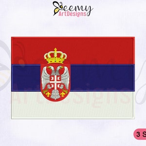 Serbia Flag Machine Embroidery Design | 2.5x2.5 Hat Design | 4x4 Hoop | 5x7 Hoop | Serbia Flag Embroidery Designs | Flags Embroidery Designs