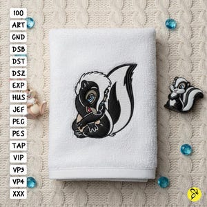 Motif de broderie mouffette fleur Bambi, cerceau 4 x 4 et 5 x 7, motif de broderie Machine mouffette fleur, motifs de broderie Bambi, broderie mouffette