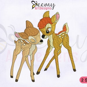 Cute Faline Love Bambi Embroidery Design, 4x4 and 5x7 Hoop EMB, Bambi Embroidery Design, Faline Embroidery Design, Deer Machine Embroidery