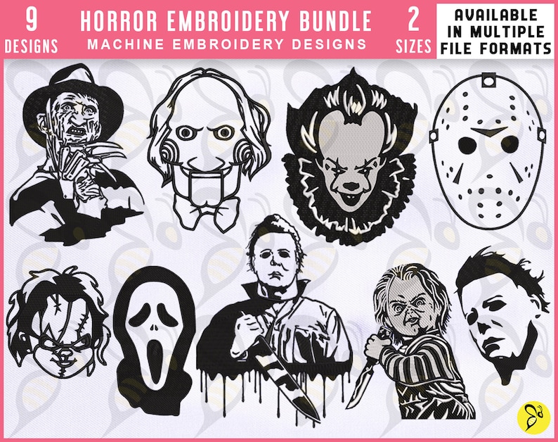 Horror movies embroidery designs bundle 4x4  5x7 hoop  etsy