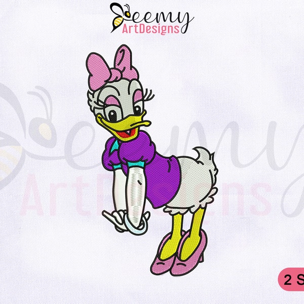 Daisy Duck Machine Embroidery Design, 4x4 & 5x7 Hoop Design, Daisy Embroidery Design, Duck Embroidery Designs, Daisy Duck Embroidery Designs