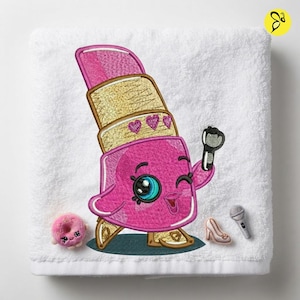 Shopkins Lippy Lip Embroidery Design, Lipstick Machine Embroidery (4x4, 5x7)