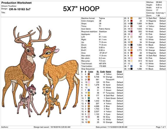 Bambi Family Machine Embroidery Design, 4x4 & 5x7 Hoop, Bambi