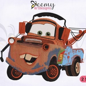 Diseño de bordado a máquina para camión Tow Mater, diseños de bordado para camiones, diseño de bordado para camión Mater, diseños de bordado a máquina en 2 tamaños