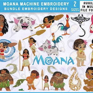 Moana Embroidery Designs Bundle, 2 Sizes Embroidery Design, Logo, Moana, Pua, HeiHei, Maui Wikia Embroidery Designs, Moana Embroidery Design