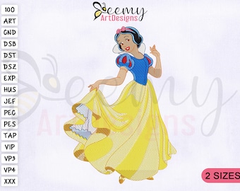 Princess Snow White Machine Embroidery Design, Princess Embroidery Designs, Snow White Embroidery Design, 2 Sizes Machine Embroidery Designs