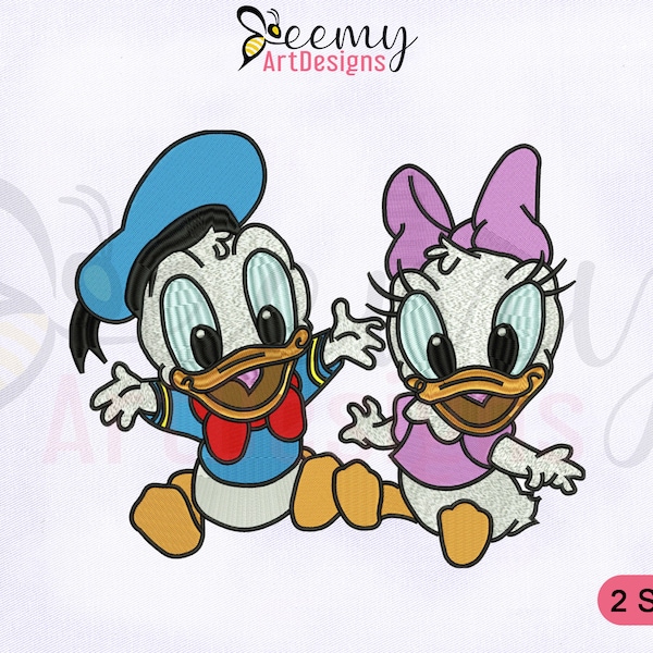 Baby Donald and Daisy Duck Embroidery Design | 4x4 And 5x7 Hoop Embroidery Designs | Baby Donald Embroidery Design | Baby Daisy EMB Design