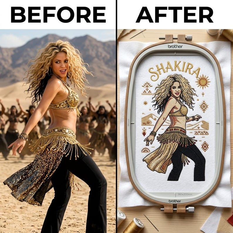 Shakira in the Desert Machine Embroidery Design