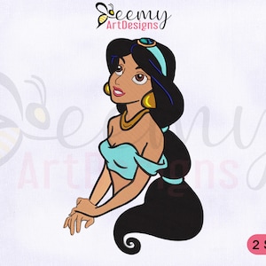 Princess Jasmine Machine Embroidery Design, Princess Embroidery Designs, Jasmine Embroidery Design, 2 Sizes Machine Embroidery Designs