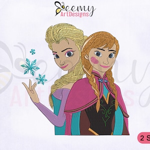 Magical Princess Elsa & Anna Embroidery Design, 4x4 and 5x7 Hoop, Elsa Embroidery Design, Anna Embroidery Design, Frozen Embroidery Designs