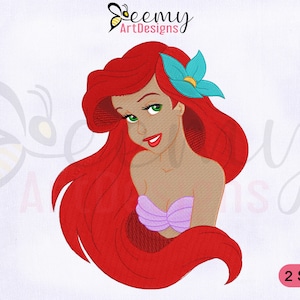Ariel The Little Mermaid Embroidery Design, Ariel Embroidery Design, Ariel Mermaid Embroidery Design, 2 Sizes Machine Embroidery Design