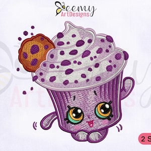 Shopkins Creamy Cookie Cupcake Machine Embroidery Design, 4x4 and 5x7 Hoop, Shopkins Embroidery Design, Shopkins Cupcake Embroidery Design