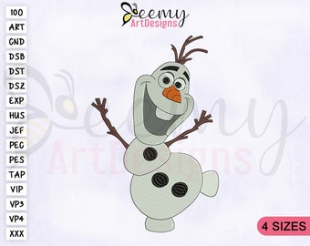 Happy Olaf Embroidery Design, 4 Sizes Embroidery Designs, Olaf Embroidery Design, Frozen Olaf Embroidery Design, Frozen Embroidery Designs