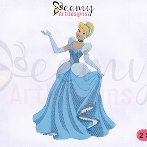 Cinderella Machine Embroidery Design, Princess Embroidery Designs, Princess Cinderella Embroidery Design, 2 Sizes Machine Embroidery Designs