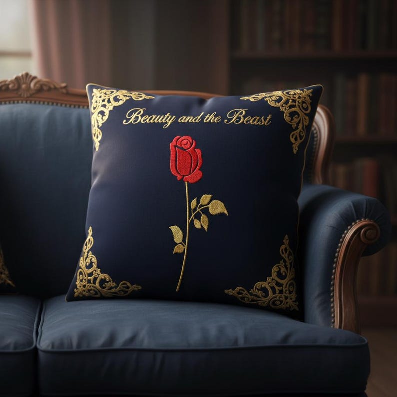 The Beast Enchanted Rose Embroidery Design, Rose Embroidery Designs, Beauty And The Beast Embroidery Designs, 2 Sizes Rose Flower Embroidery image 2
